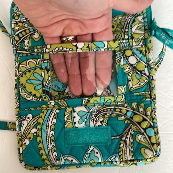 Vera Bradley retired peacock pattern crossbody purse in turquoise & yellow/green - Picture 8 of 16